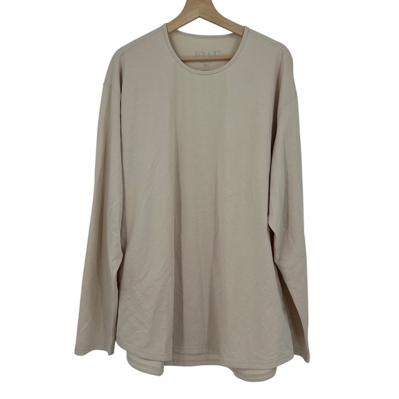 New BYLT Drop-Cut Long Sleeve Premium Basics Shirt Ivory Beige‎ XXL - Picture 1 of 7